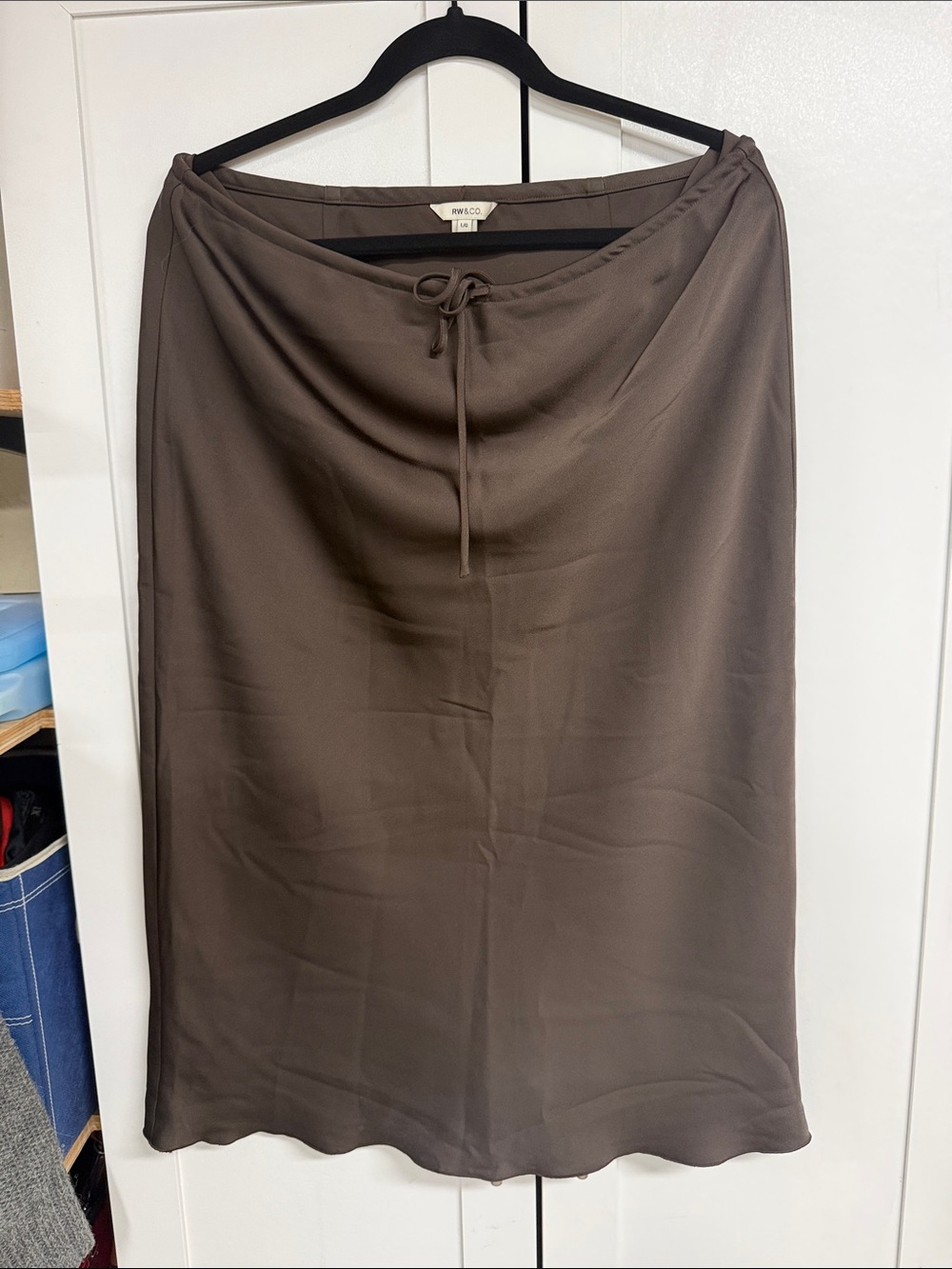 RW&CO. Brown Midi Drawstring Waist Skirt